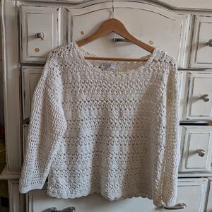 White + Warren White Hand Knit Sweater